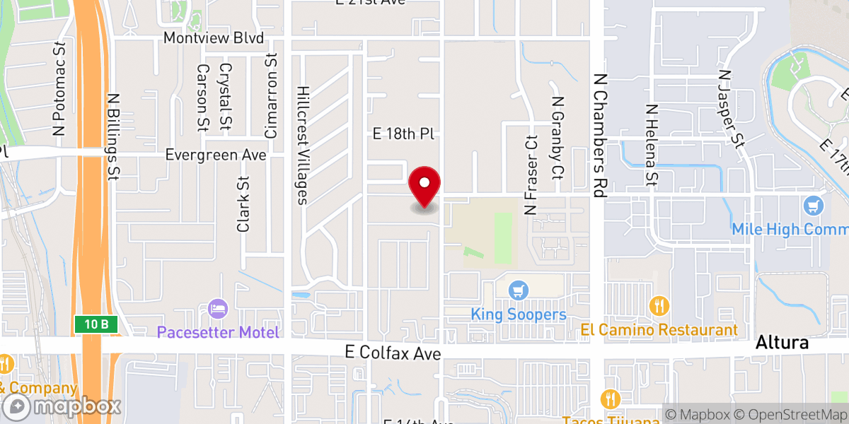 Map showing location of Living Hope Community Church Aurora Colorado