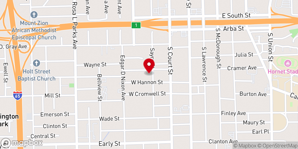 Map showing location of Branch Grove Baptist Church