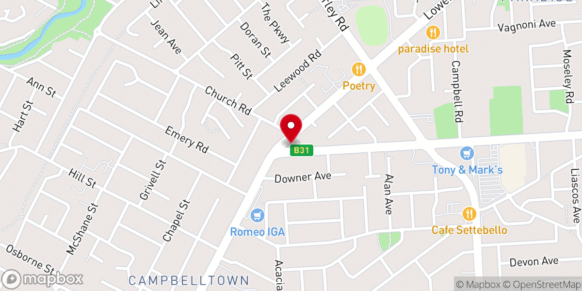 Map showing location of St Martin's Anglican Church