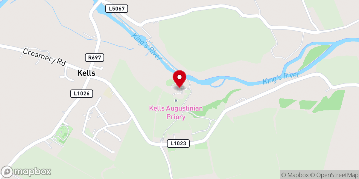 Map showing location of Kells Priory