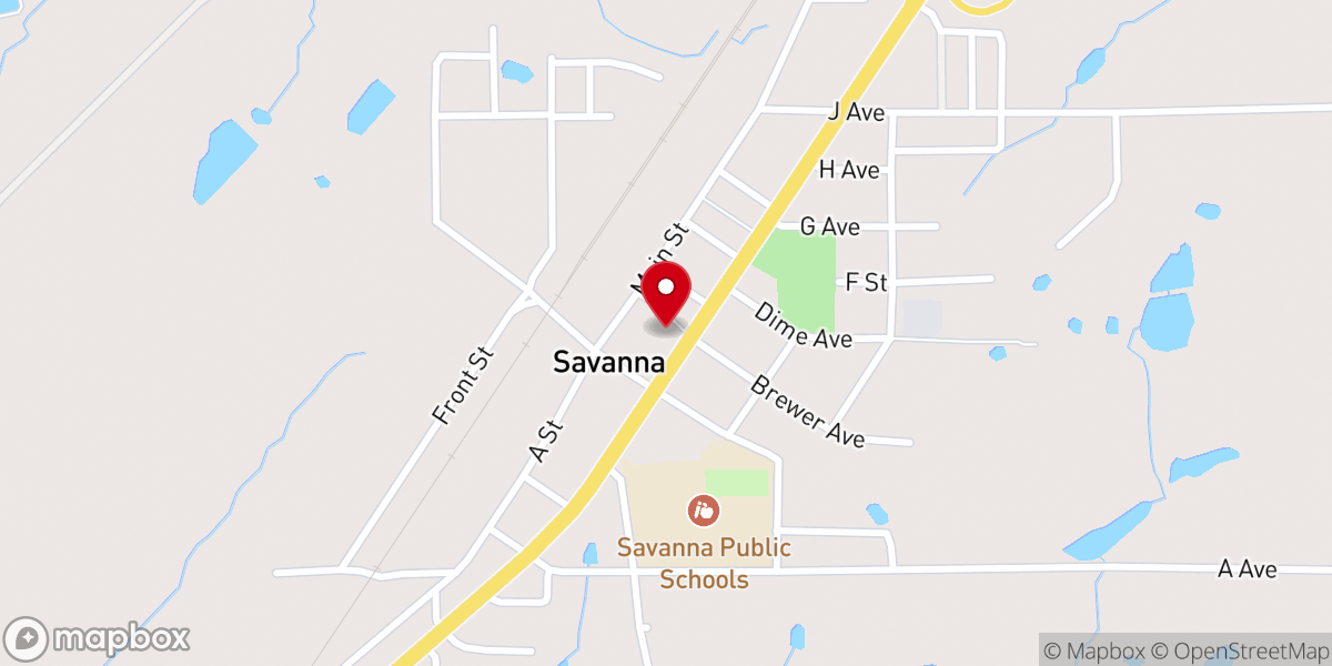 Map showing location of Savanna First Baptist