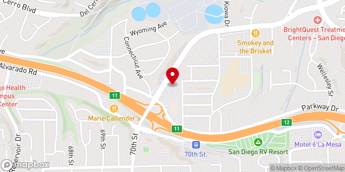 Map showing location of New Life Presbyterian Church of La Mesa