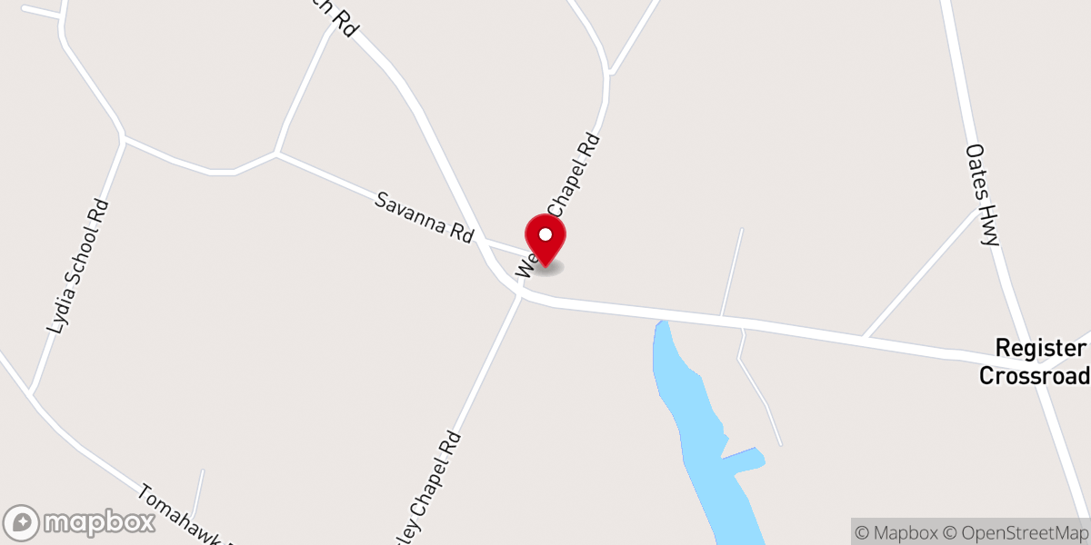Map showing location of Wesley Chapel Church