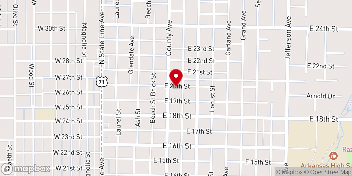 Map showing location of Full Gospel Tabernacle