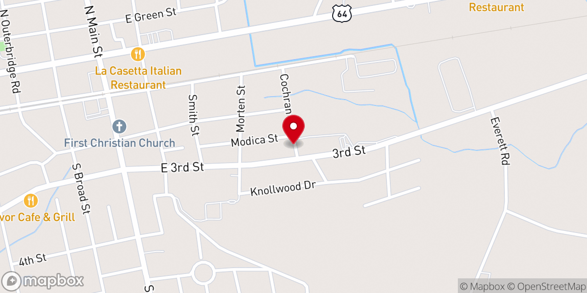 Map showing location of Roberson Baptist Church