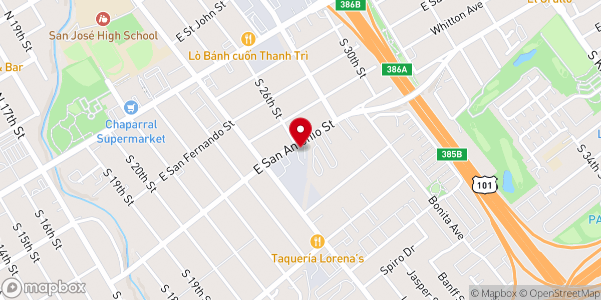 Map showing location of Calvary Pentecostal Church of San Jose