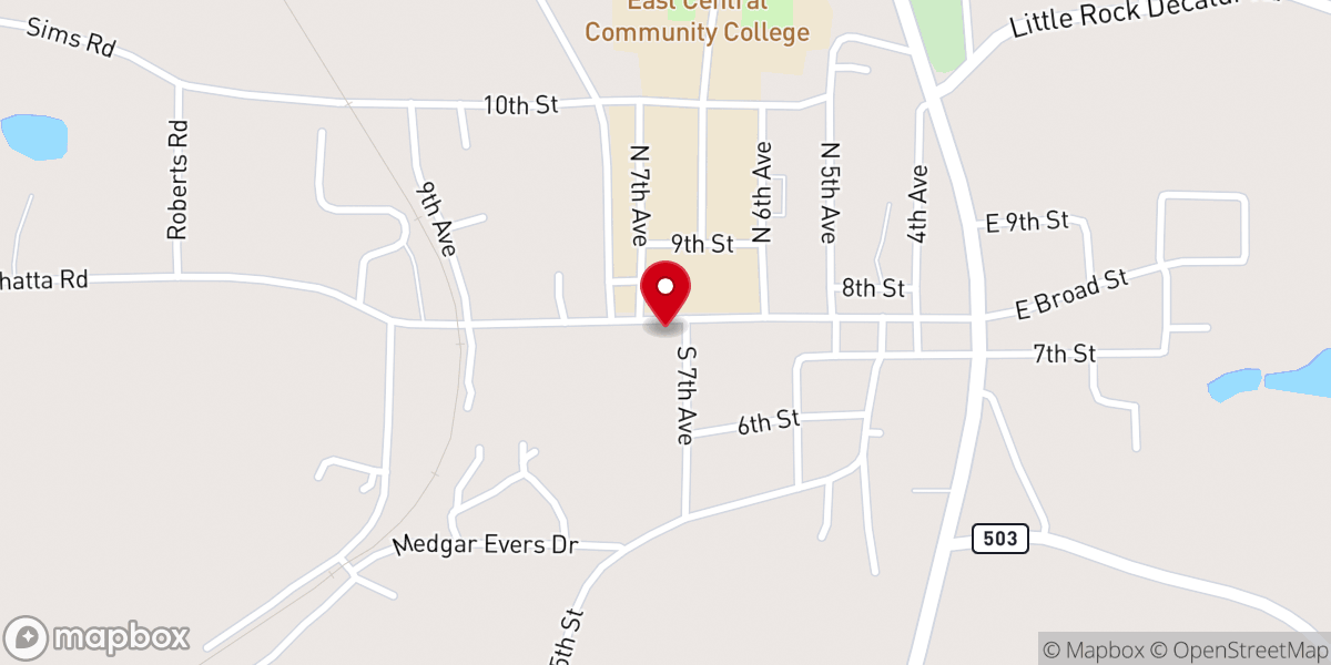 Map showing location of Clarke Venable Baptist Church