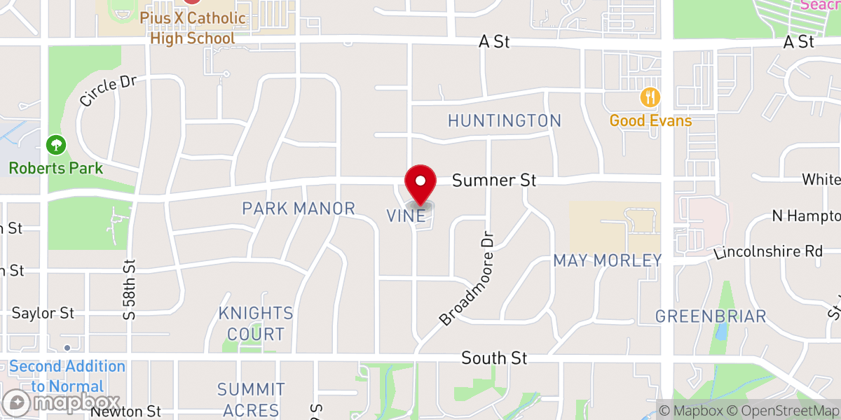 Map showing location of Vine Congregational Church