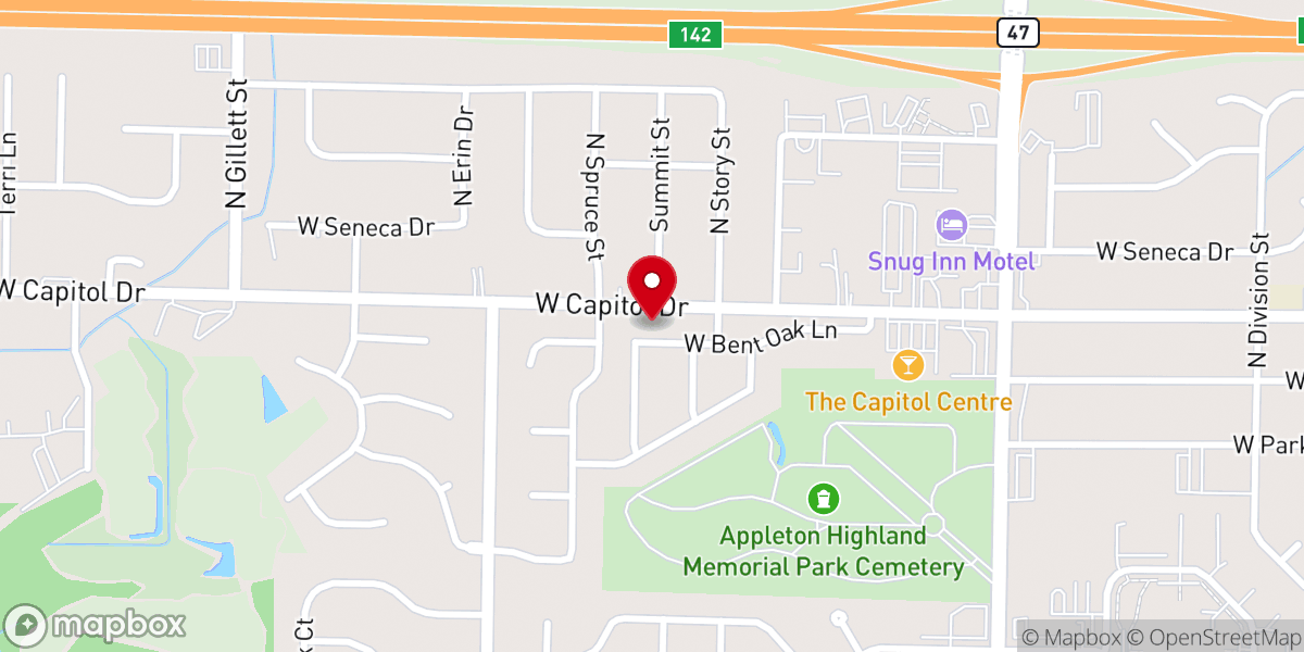 Map showing location of Peace Lutheran Church Neenah