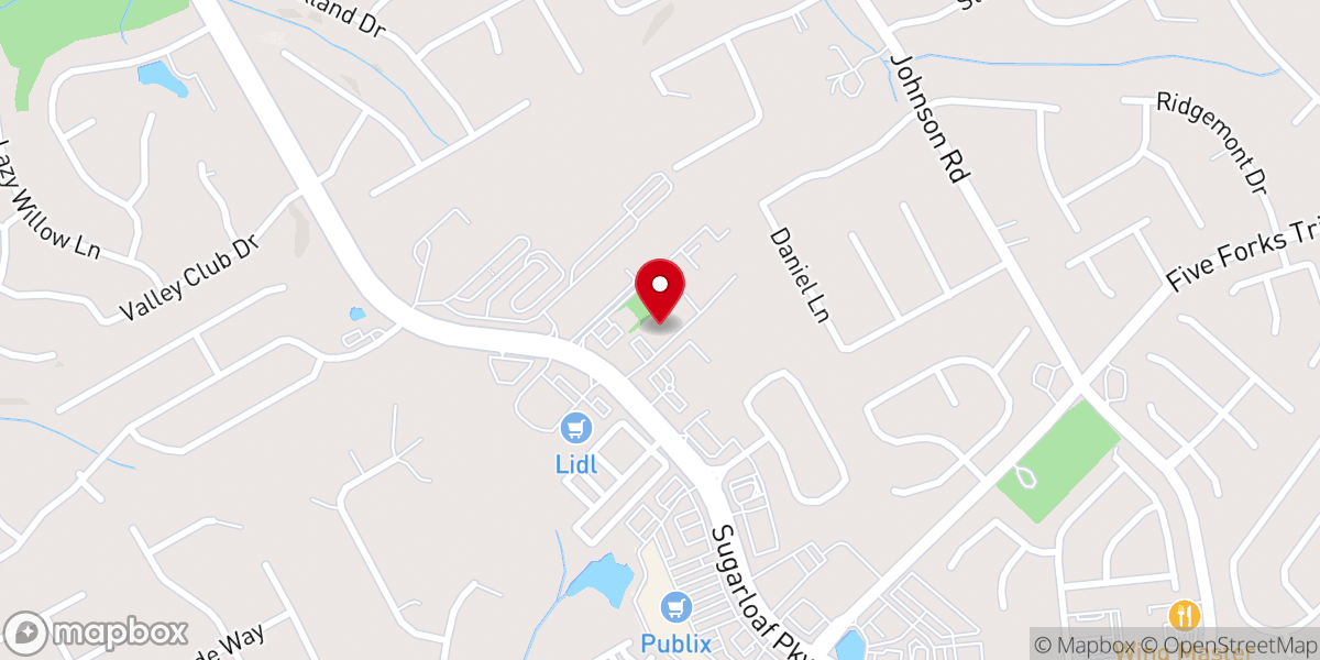 Map showing location of First Christian Church of Lawrenceville