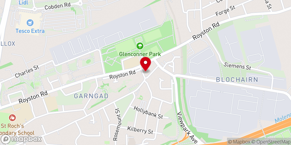 Map showing location of St Roch's Catholic Church