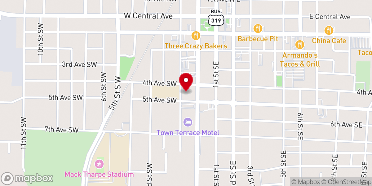 Map showing location of First Baptist Church Moultrie