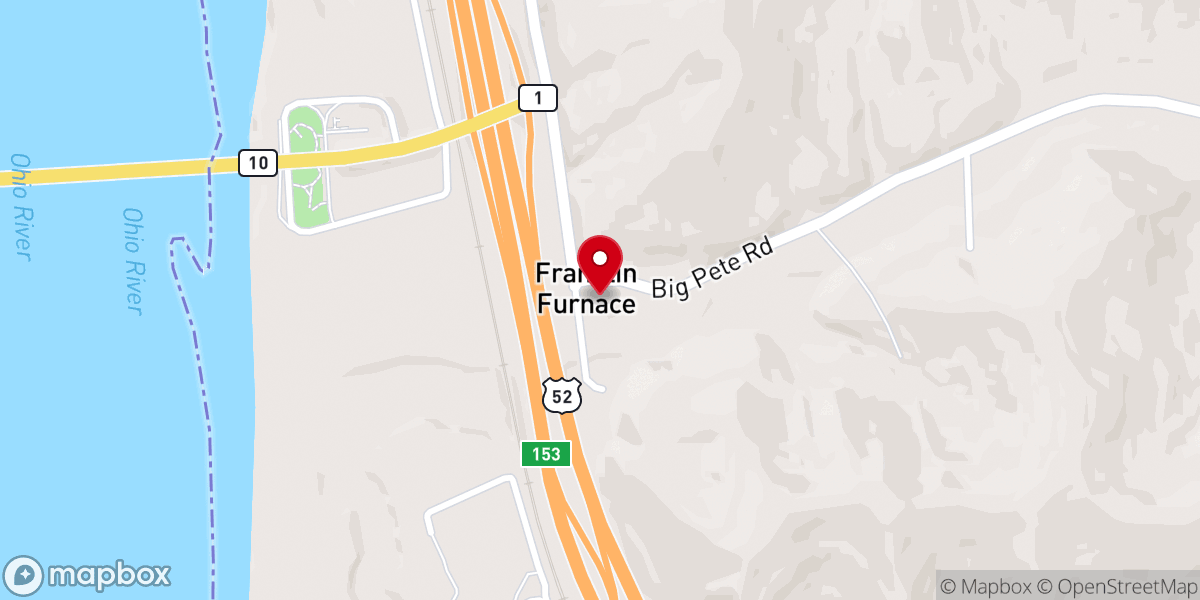 Map showing location of Franklin Furnace United Methodist Church