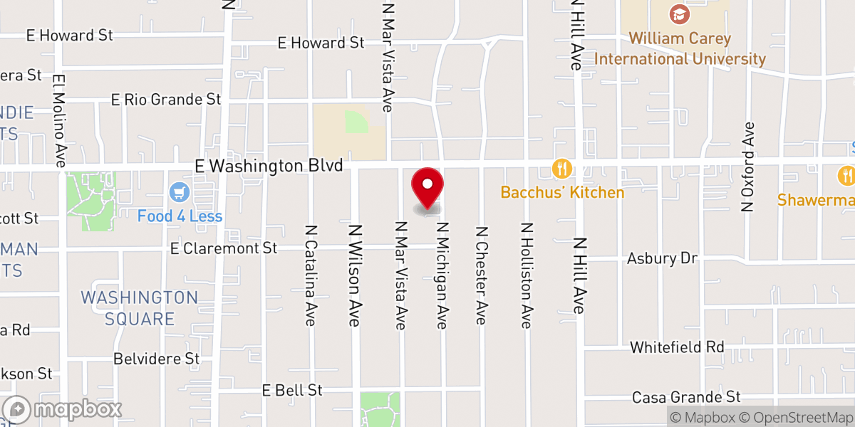 Map showing location of Pasadena Meditation