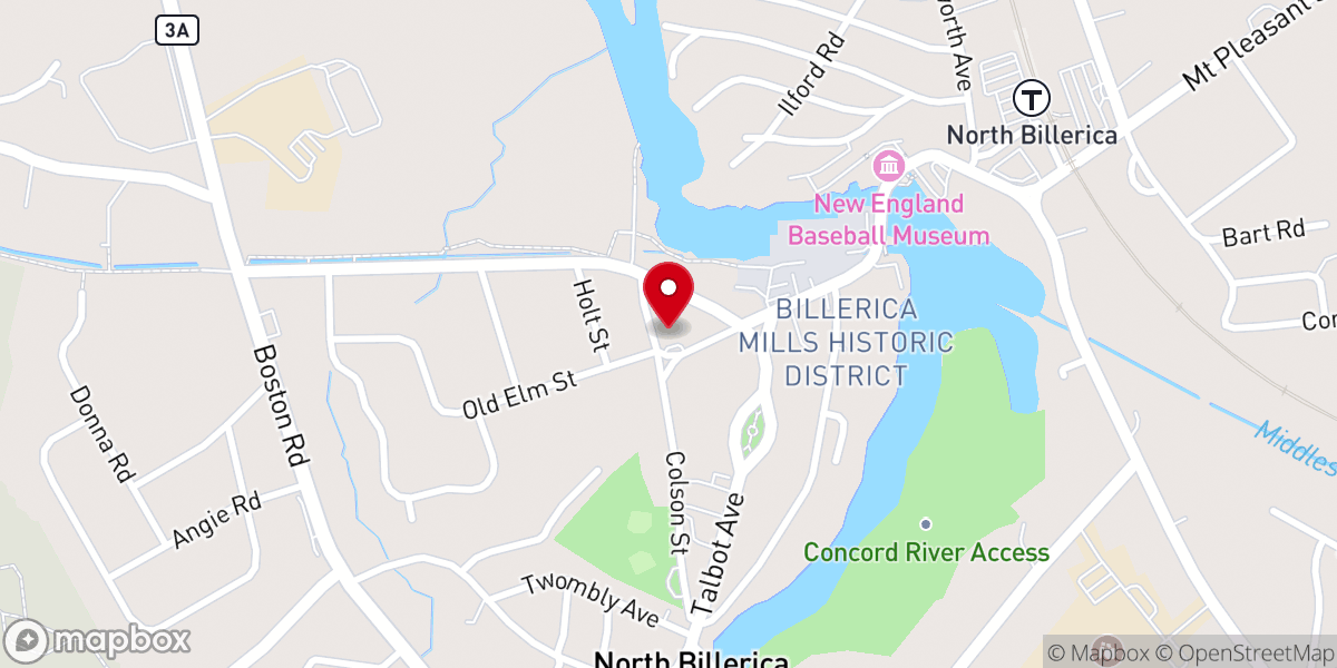 Map showing location of North Billerica Baptist Church