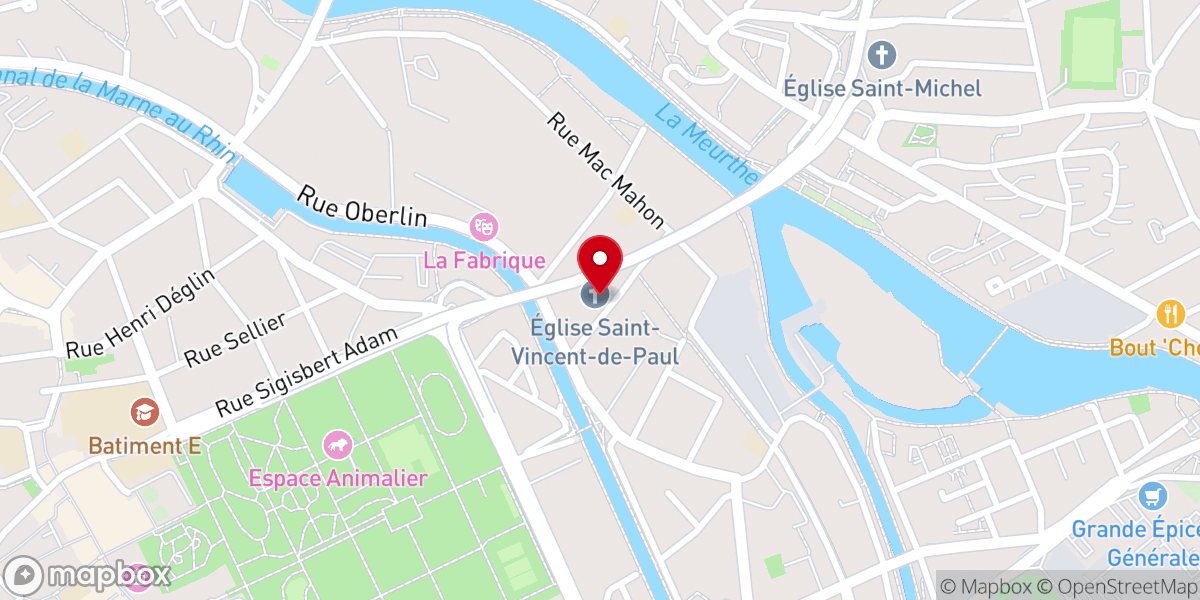 Map showing location of Église Saint-Vincent-de-Paul de Nancy