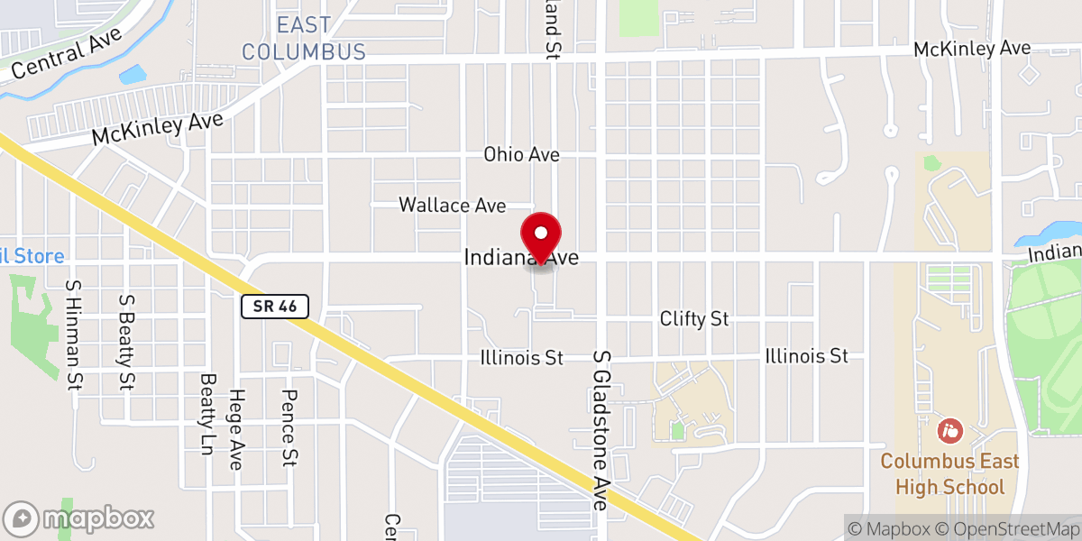 Map showing location of East Columbus United Methodist Church