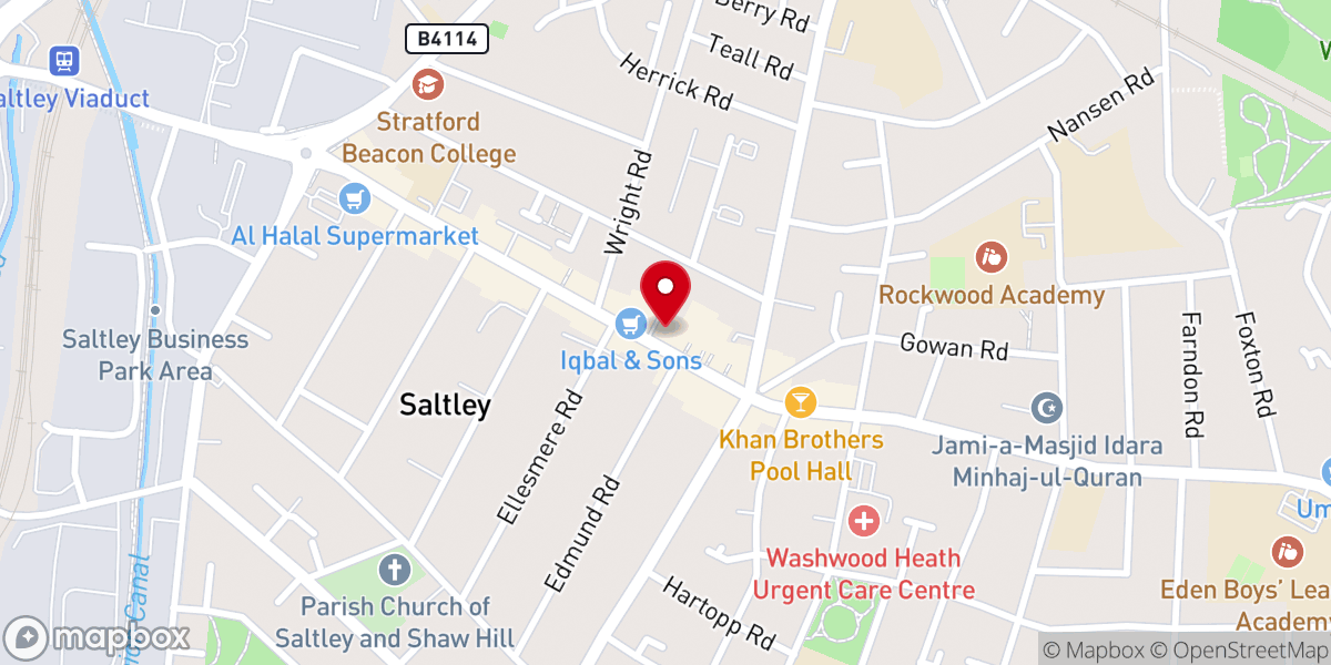 Map showing location of Saltley Methodist Church