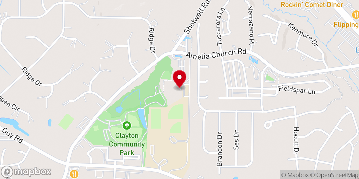 Map showing location of Clayton Parks & Recreation