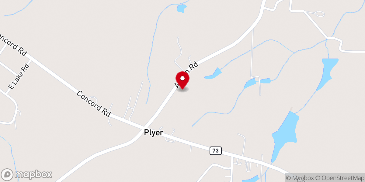 Map showing location of Plyler Baptist Church