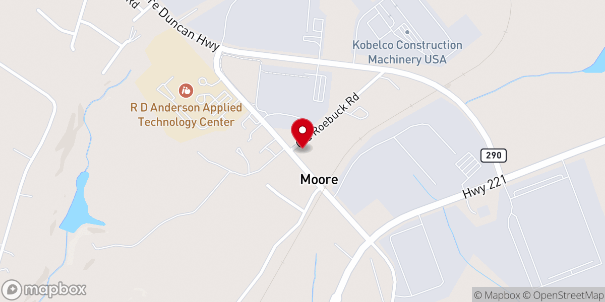 Map showing location of First Baptist Church of Moore