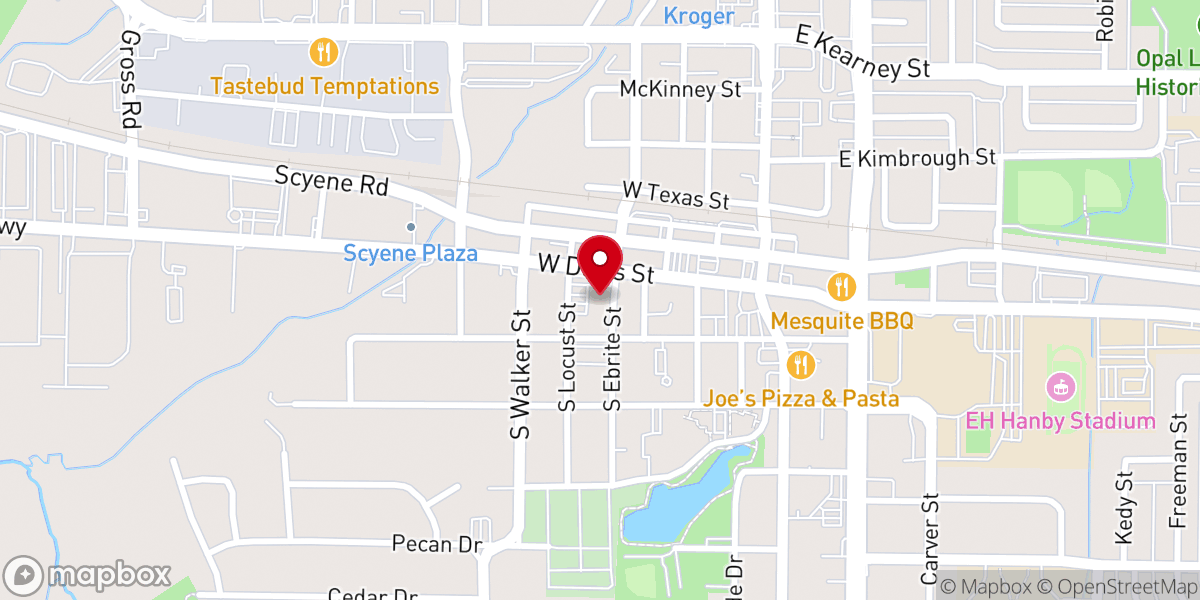 Map showing location of Mesquite Church of Christ