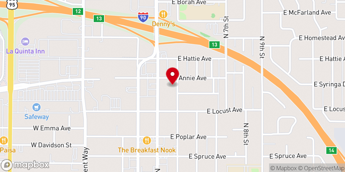 Map showing location of Coeur d Alene Worship Center