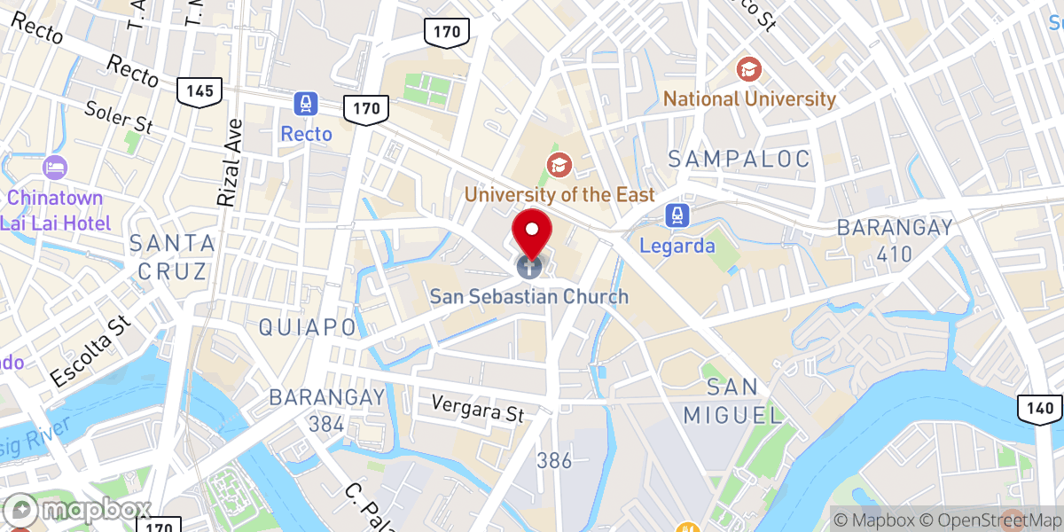 Map showing location of Minor Basilica of San Sebastian and Shrine of Our Lady of Mount Carmel (Archdiocese of Manila)