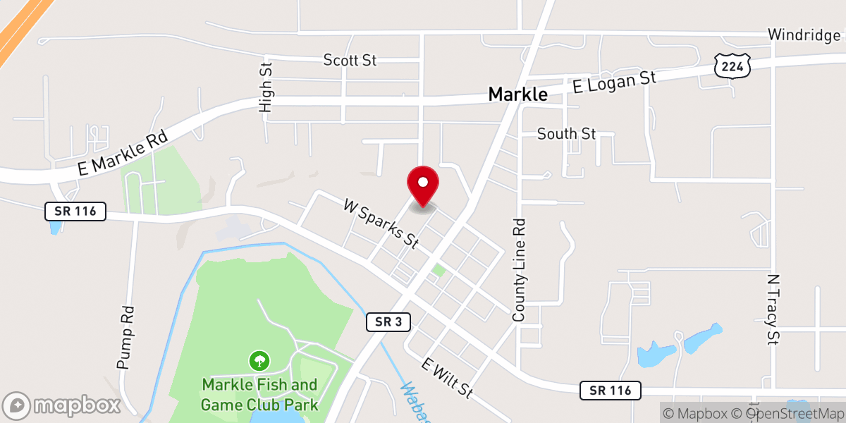 Map showing location of Markle Public Works Department