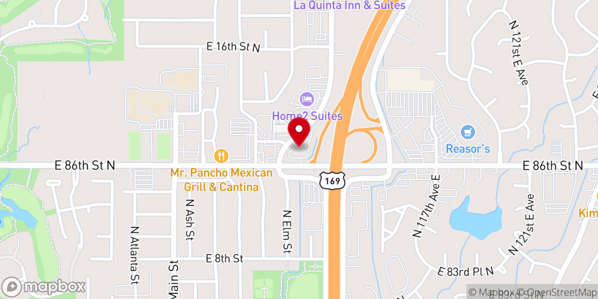 Map showing location of First Bank of Owasso