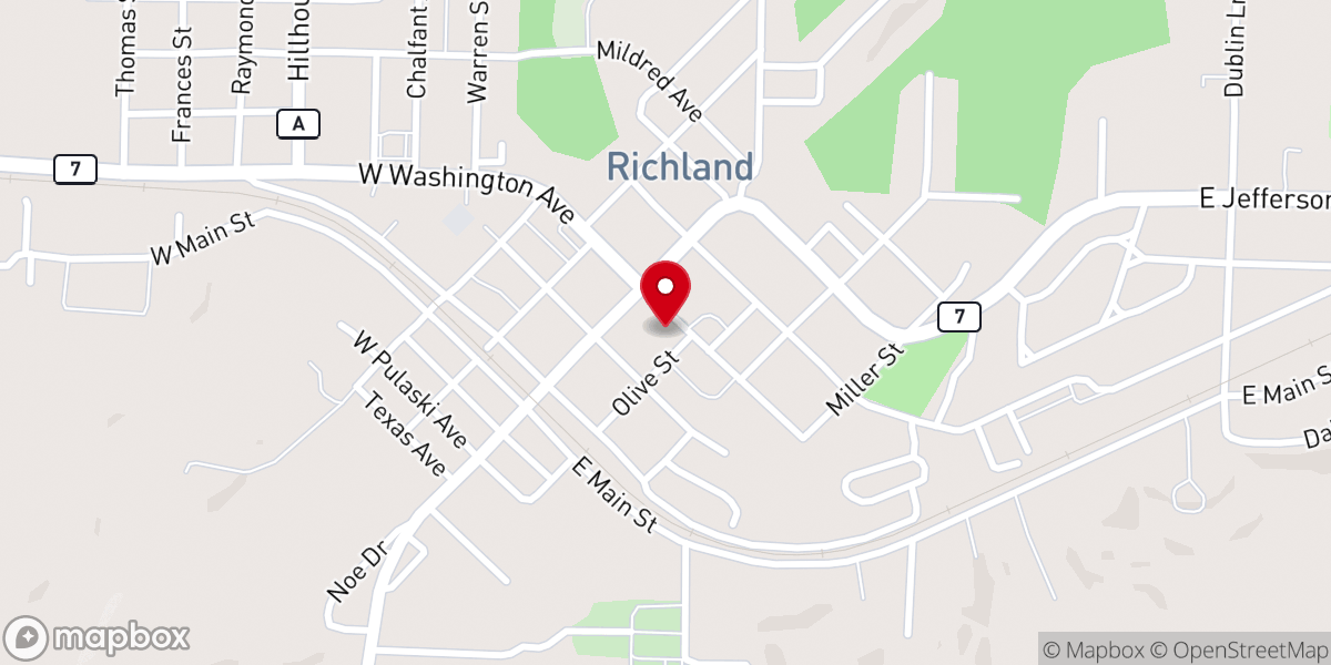 Map showing location of First Assembly of God Church