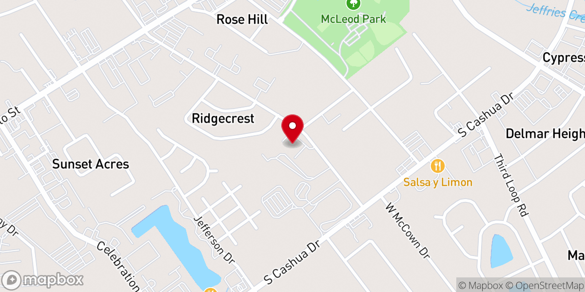 Map showing location of Ridgecrest Baptist Church