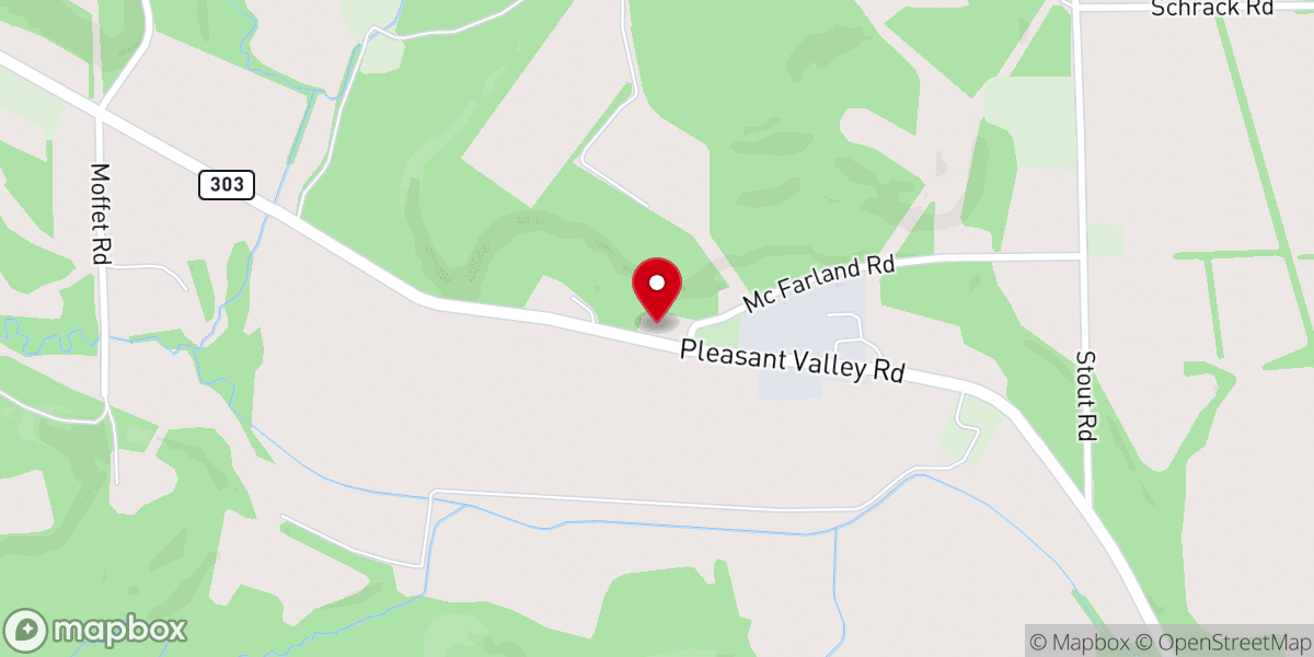 Map showing location of Pleasant Valley Lutheran Church