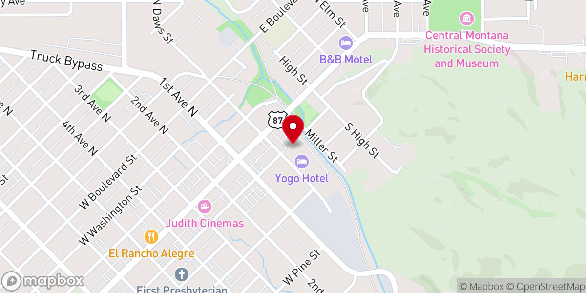 Map showing location of Yogo Inn