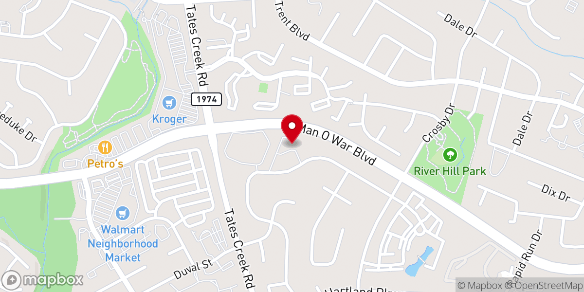 Map showing location of Twin Pines Christian Church
