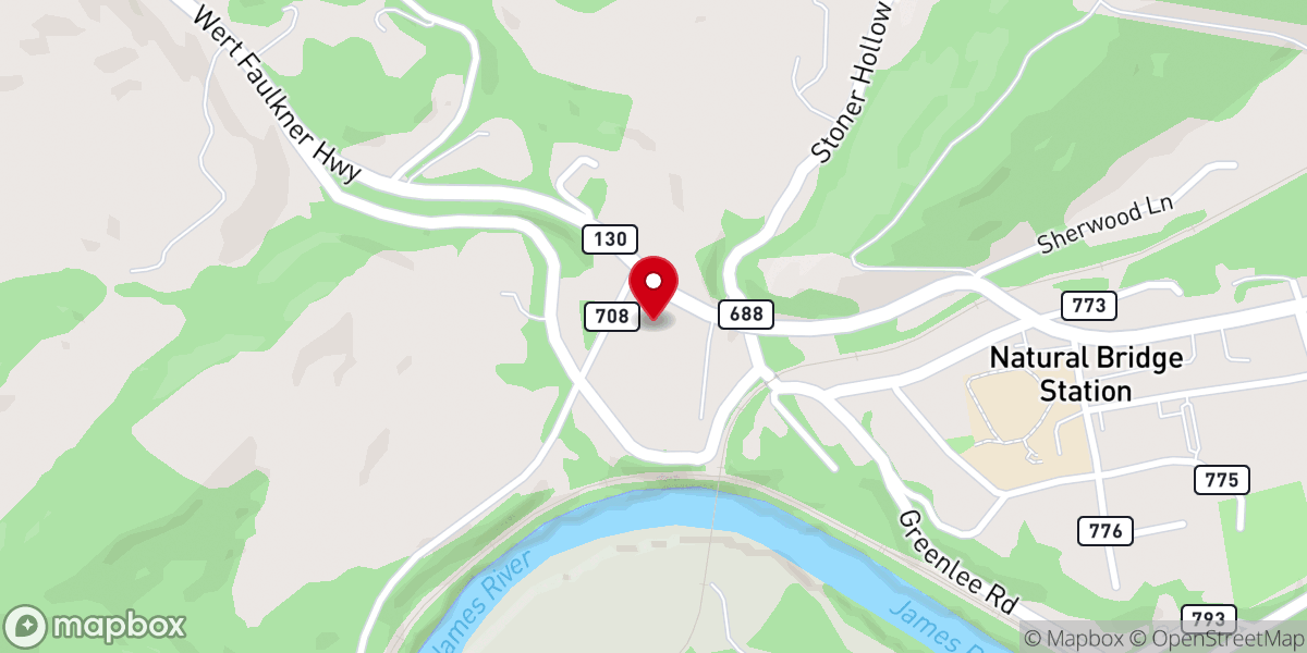 Map showing location of Natural Bridge Christian Fellowship Church