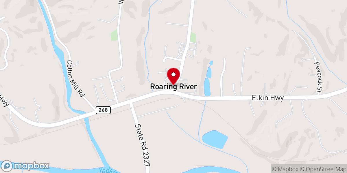 Map showing location of Roaring River