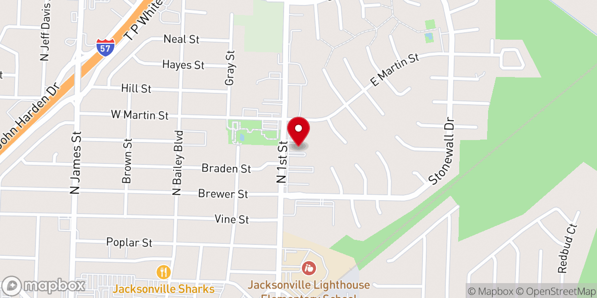 Map showing location of Word of Life Worship Center