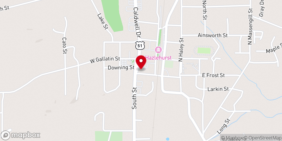 Map showing location of First Baptist Church of Hazlehurst