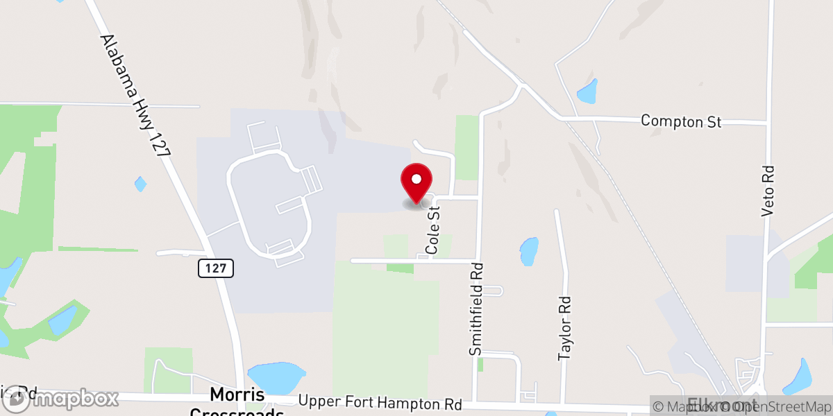 Map showing location of Elkmont Church