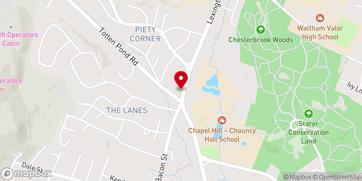 Map showing location of First Baptist Church-Waltham