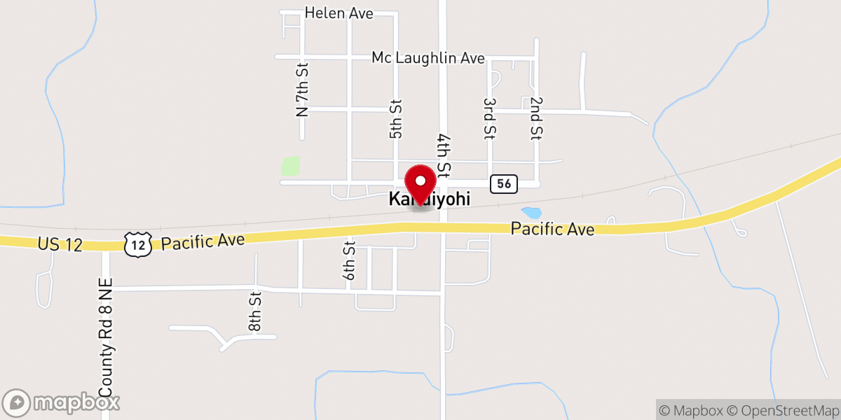 Map showing location of Kandiyohi