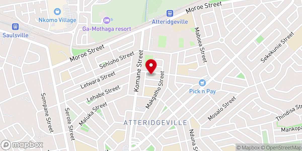 Map showing location of AFM Revival Centre Atteridgeville