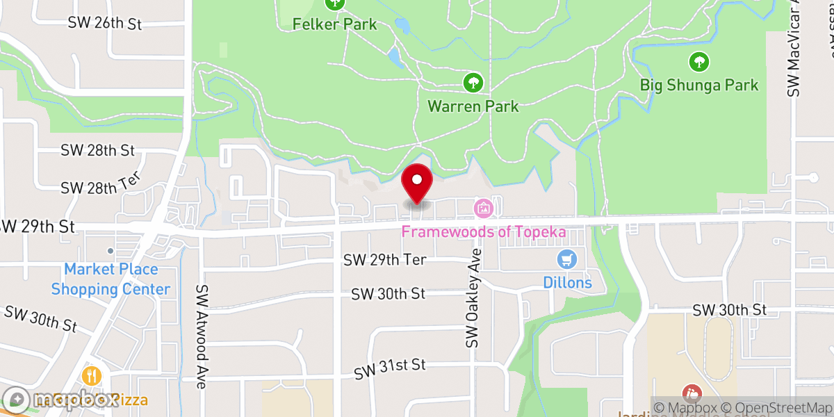Map showing location of Southwest Church of Christ