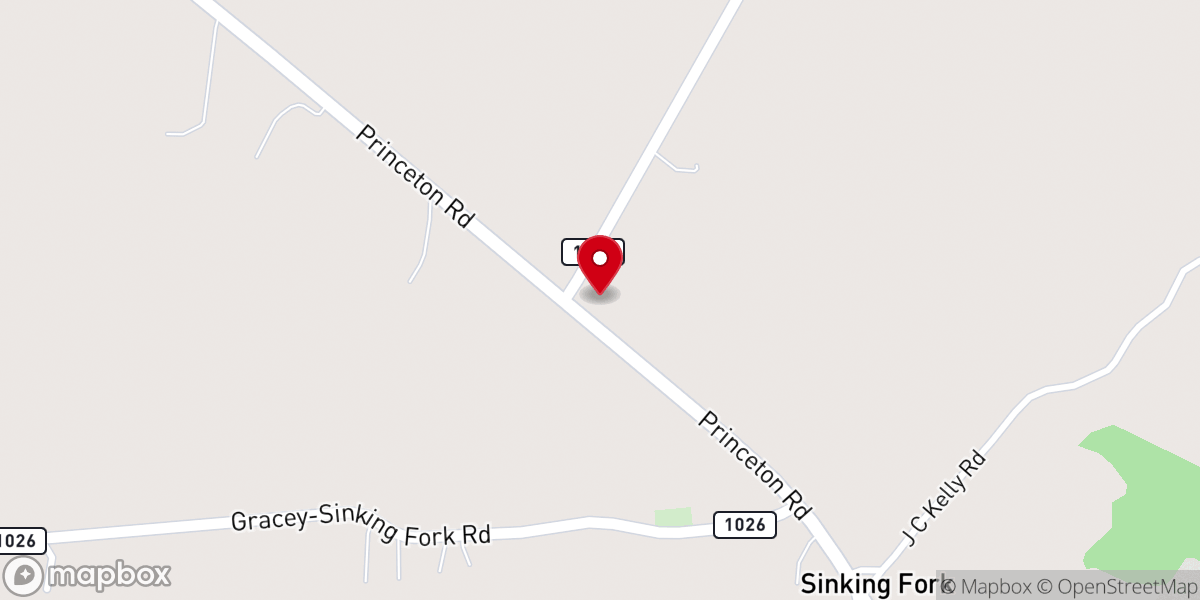 Map showing location of Sinking Fork Christian Church