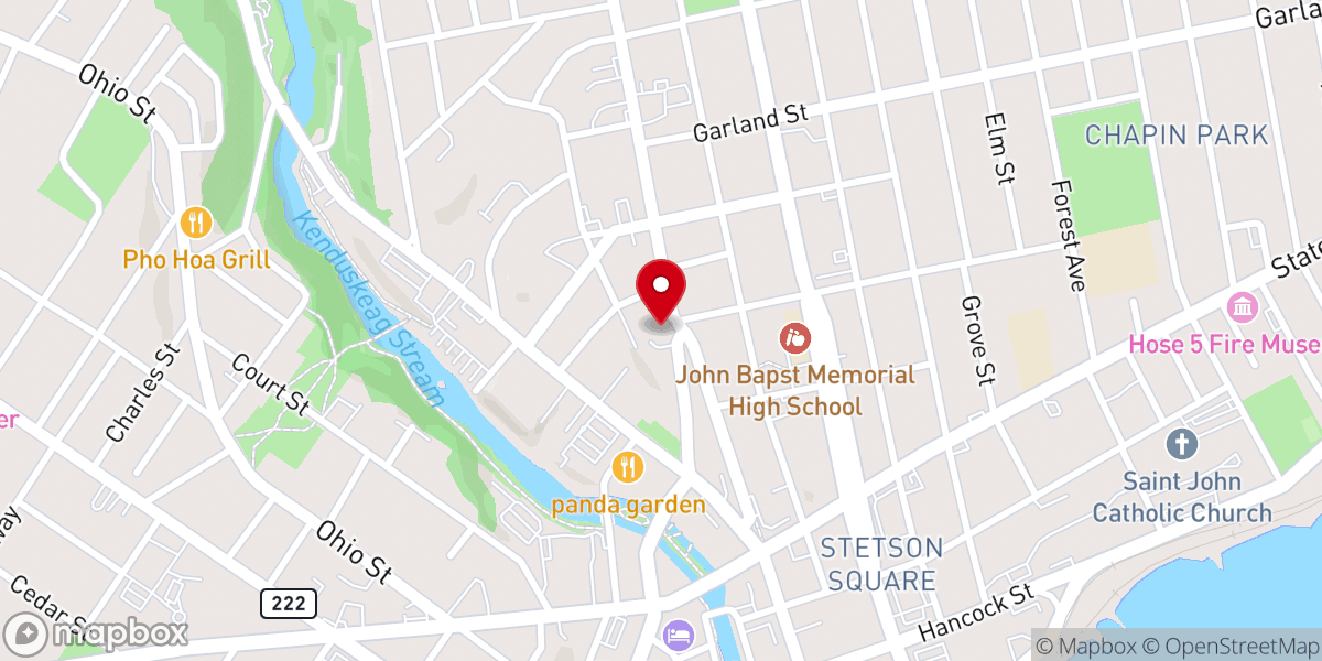 Map showing location of First Baptist Church of Bangor