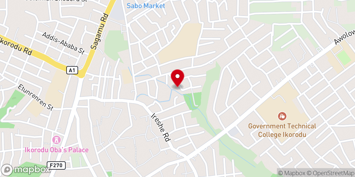 Map showing location of LIVING FAITH CHURCH, AGURA