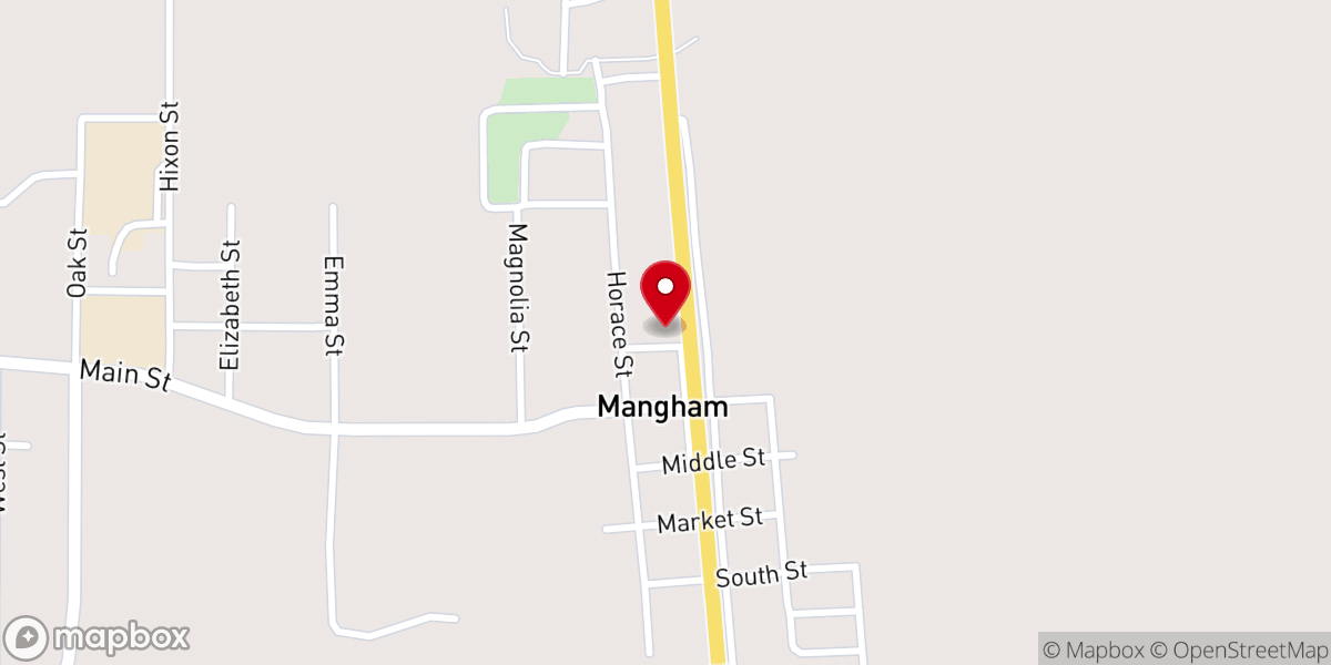Map showing location of Mangham Baptist Church