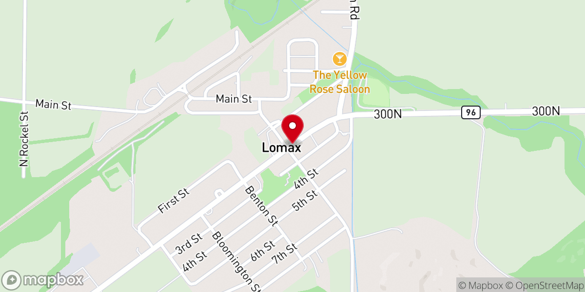 Map showing location of Lomax Nazarene Church