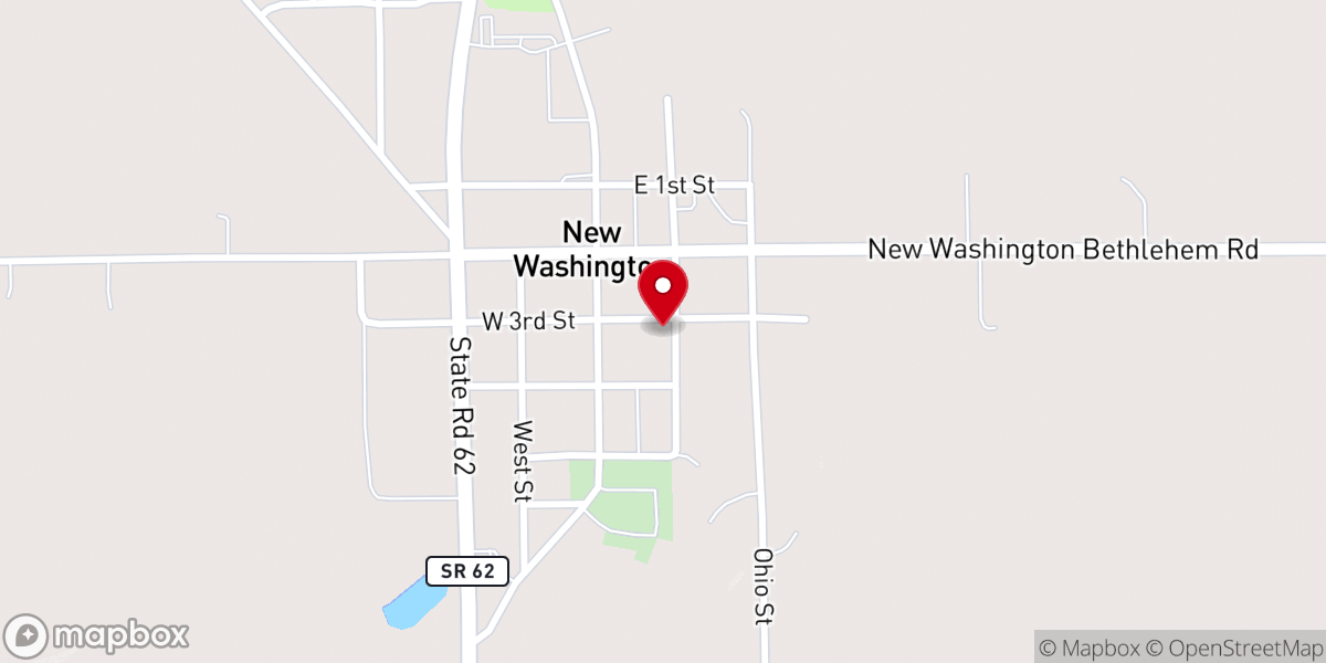 Map showing location of New Washington Christian Church